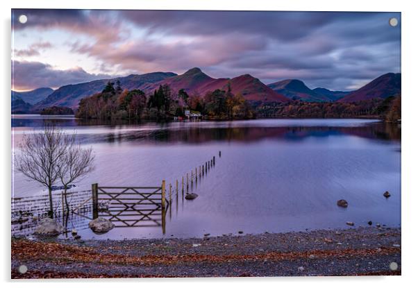 Derwent Water dawn  Acrylic by Michael Brookes