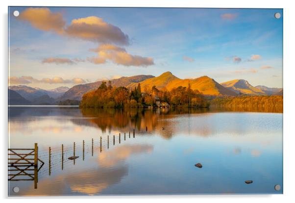 Spring morning at Derwent Water, Kewswick, Cumbria Acrylic by Michael Brookes