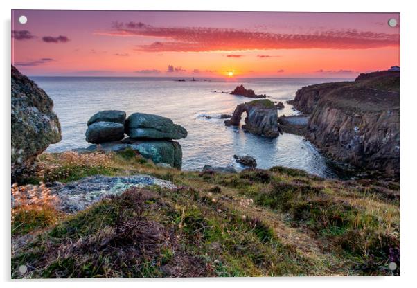 Land's End Sunset Acrylic by Michael Brookes