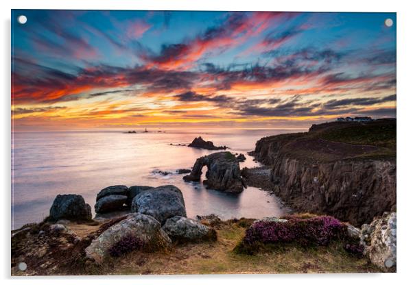 Land's End Sunset Splendour Acrylic by Michael Brookes