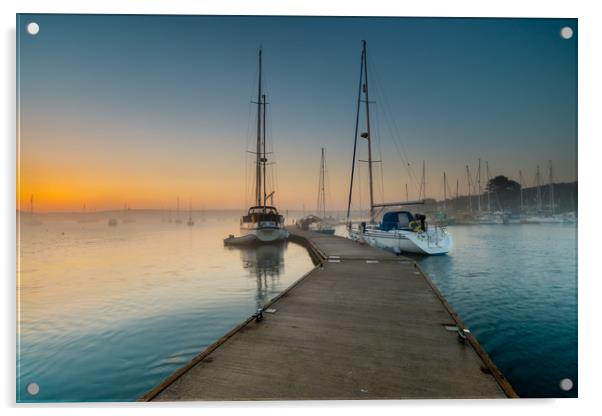 Golden Dawn At Mylor Bridge Yacht Club Acrylic by Michael Brookes