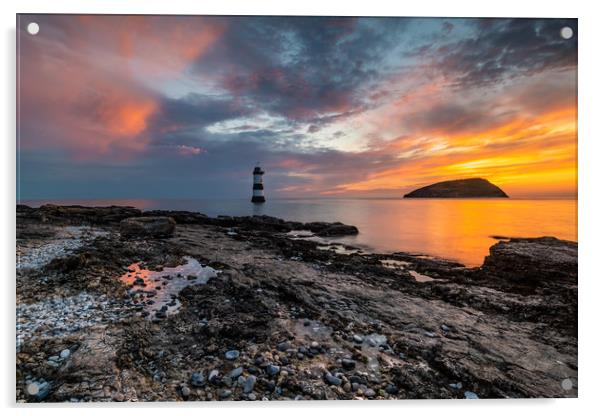 Penmon lighthouse Anglesey Wales Acrylic by Michael Brookes