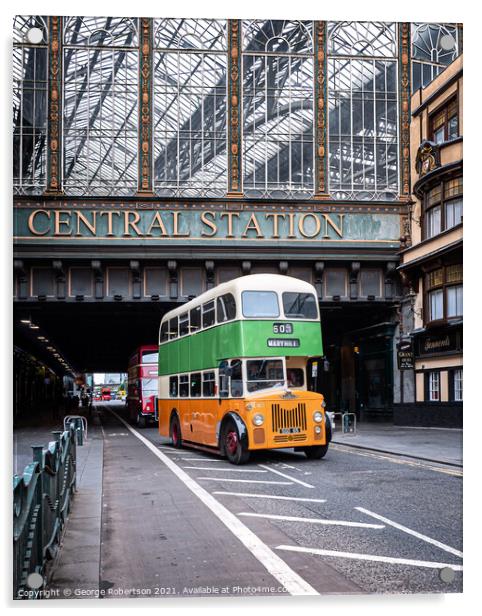 Leyland Titan PD2/24Bus at Central Station  Acrylic by George Robertson