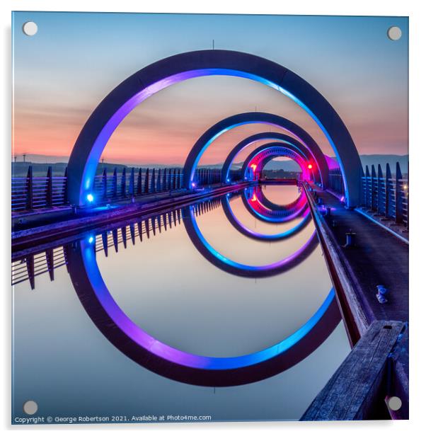 Sunset at the Portal at Falkirk Wheel Acrylic by George Robertson