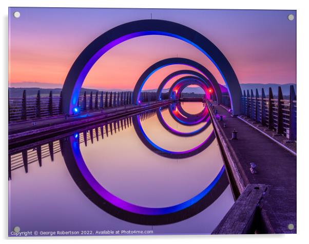 Falkirk Wheel at Night Acrylic by George Robertson