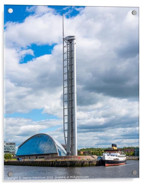 Glasgow Science Centre and the TS Queen Mary Acrylic by George Robertson