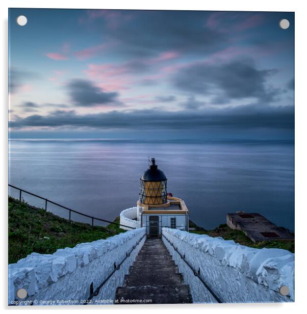 St Abbs Head lighthouse sunset Acrylic by George Robertson