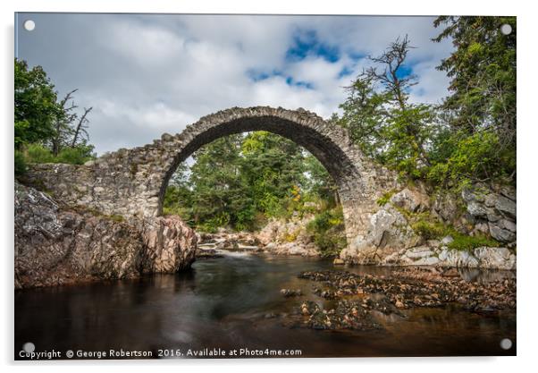 Old stone bridge in the village of Carrbridge Acrylic by George Robertson
