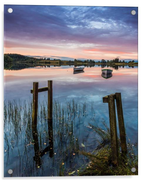 Fishing boats Loch Rusky Acrylic by George Robertson