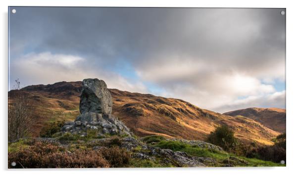 Bruces Stone, Glen Trool, Scotland Acrylic by George Robertson