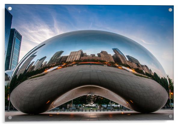 Reflections in The Chicago Bean Acrylic by George Robertson