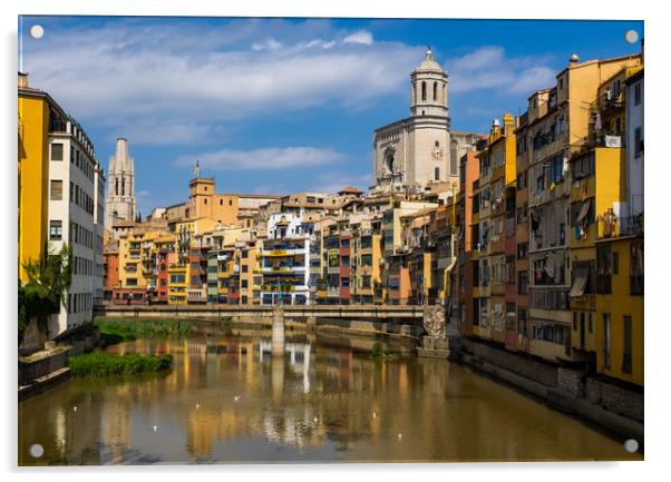 Riverside houses in Girona's Old quarter Acrylic by George Robertson