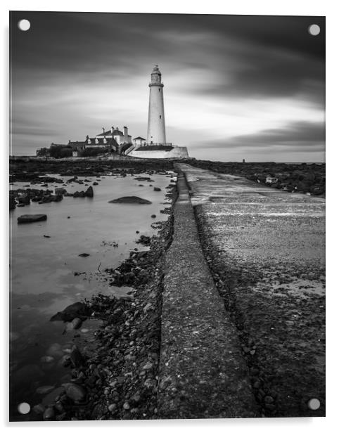 St Marys Lighthouse on the Northumbrian coastline Acrylic by George Robertson