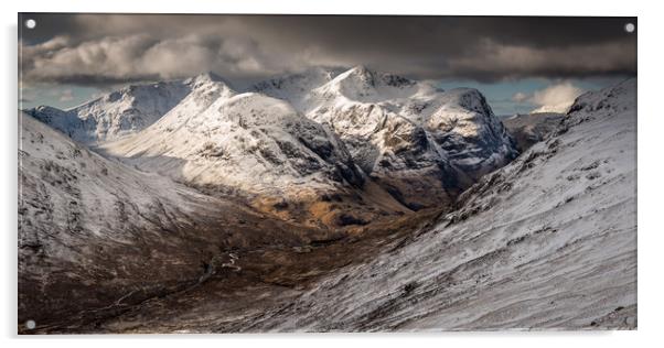 Glencoe, The Three Sisters in Winter Acrylic by George Robertson
