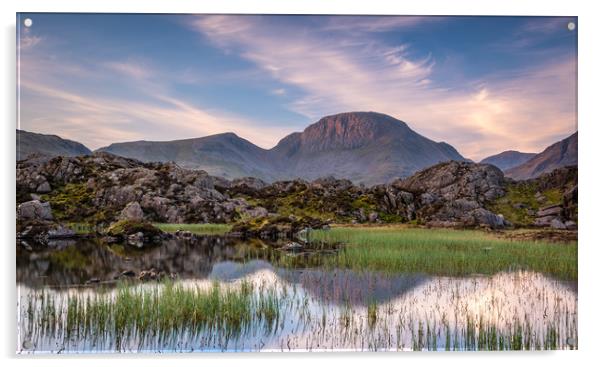 Reflections of Great Gable at Sunrise Acrylic by George Robertson