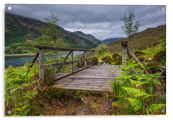 Old Wooden Bridge on the path to Barisdale Acrylic by George Robertson
