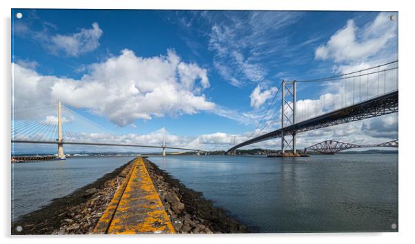 The Three Forth Bridges in Scotland Acrylic by George Robertson