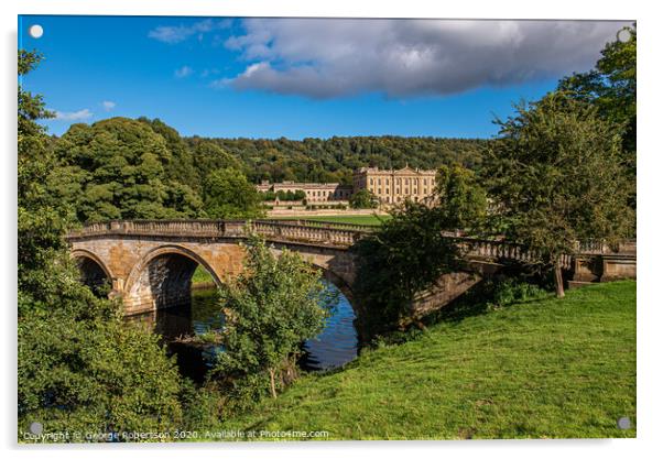 Arched Bridge over the River Derwent at Chatsworth Acrylic by George Robertson