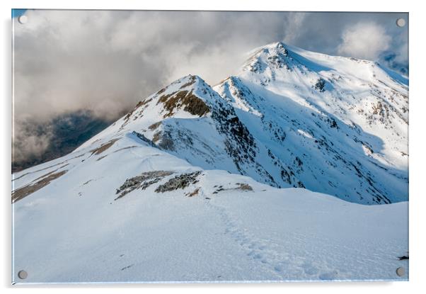 Foot prints in the snow in Glen Shiel Acrylic by George Robertson