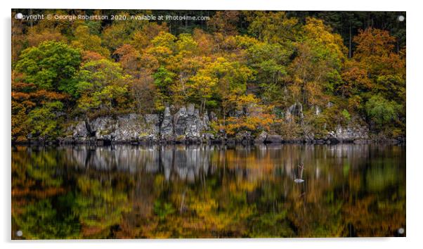 Autumn at the Iron Cross on Loch Ard Acrylic by George Robertson