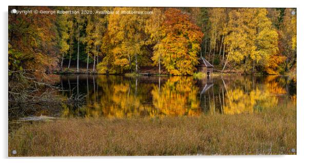 Autumn at the boathouse on Loch Dunmore Acrylic by George Robertson