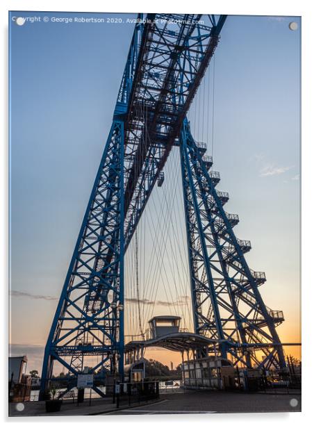 The gondala at the Middlesbrough Transporter Bridge Acrylic by George Robertson