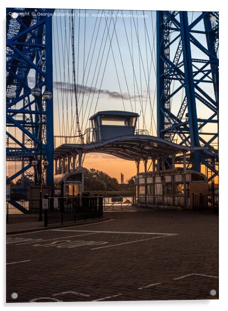 Middlesbrough Transporter Bridge Gondola at sunrise Acrylic by George Robertson