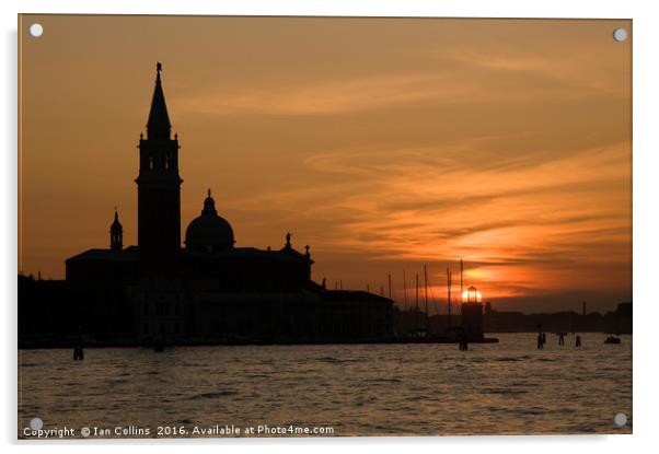 Sunset Behind San Giorgio Maggiore Acrylic by Ian Collins