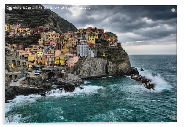 Stormy Early Morning in Manarola Acrylic by Ian Collins
