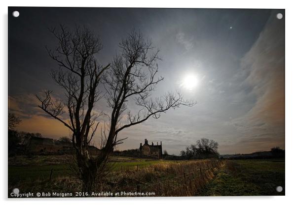 Machen Manor Midnight Moon        Acrylic by Bob Morgans