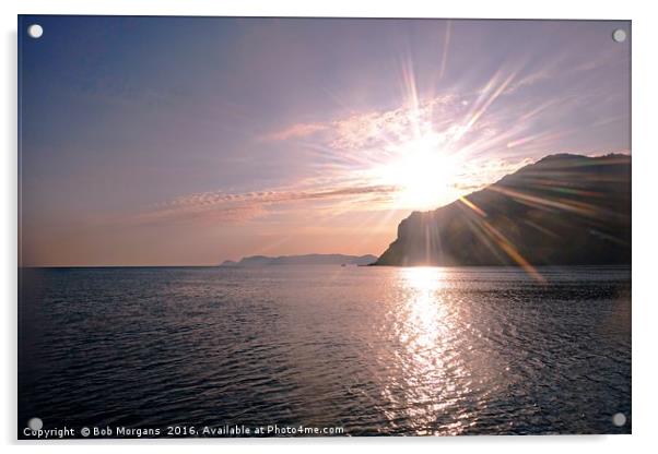 Sunrise Over Skopelos Town Harbour Acrylic by Bob Morgans