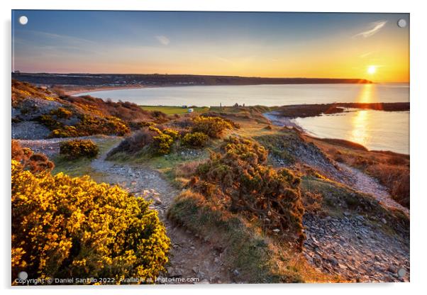 Port Eynon Bay, Gower Acrylic by Dan Santillo