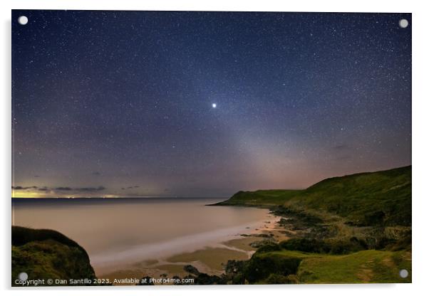 Fall Bay on Gower in Wales at Night Acrylic by Dan Santillo