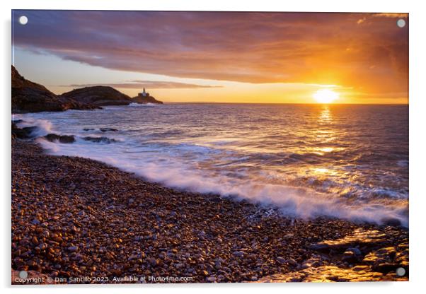 Mumbles Lighthouse, Bracelet Bay, Swansea Acrylic by Dan Santillo