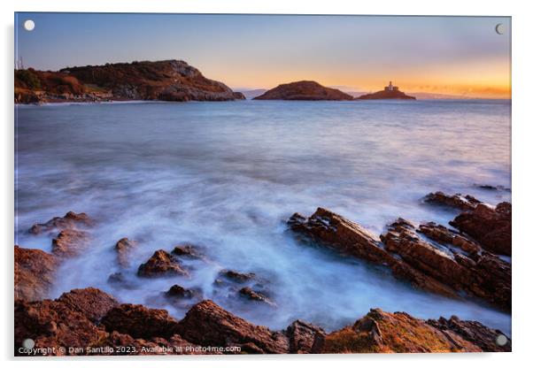 Mumbles Lighthouse, Bracelet Bay, Swansea Acrylic by Dan Santillo