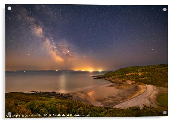 Milky Way over Pwlldu Bay, Gower Acrylic by Dan Santillo