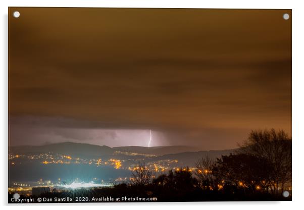 Lightning over Swansea Valley Acrylic by Dan Santillo