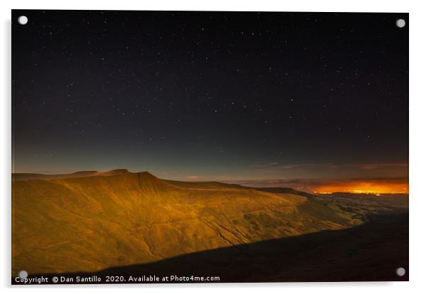 Corn Du, Pen y Fan and Cribyn with Brecon Lights,  Acrylic by Dan Santillo