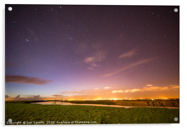 Penclawdd at Night, Gower Acrylic by Dan Santillo