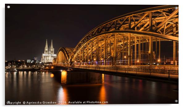 Bridge in Cologne Acrylic by Agnieszka Grzeskow