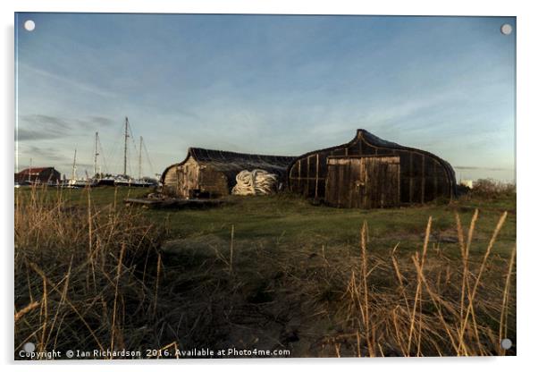 Lindisfarne Boats Acrylic by Ian Richardson