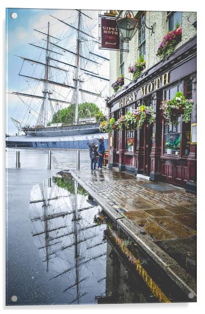 Cutty Sark in a puddle Acrylic by Sara Melhuish