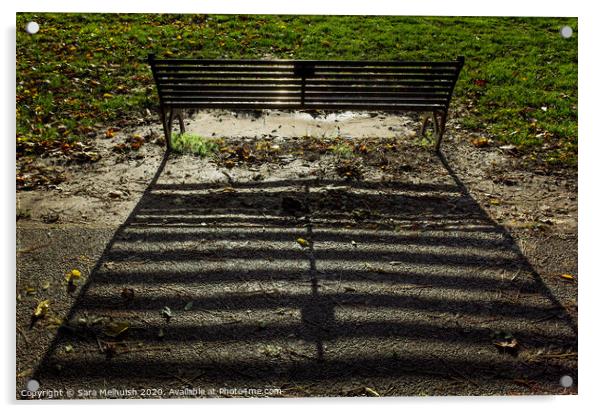 Shadows of a bench Acrylic by Sara Melhuish