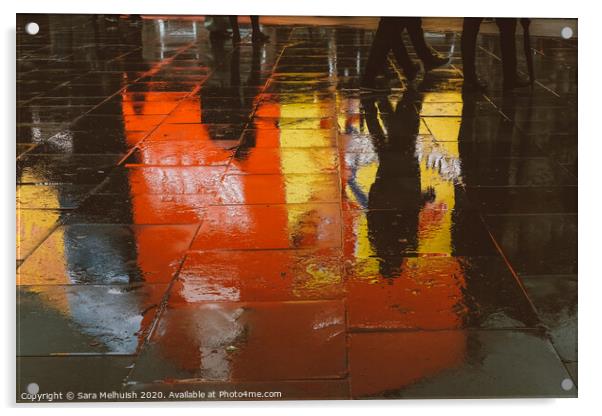 Reflections in the rain Acrylic by Sara Melhuish