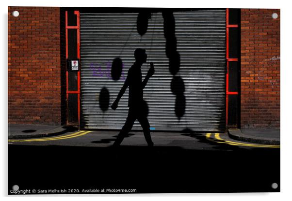 Walking man Acrylic by Sara Melhuish