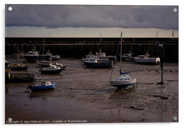 Boats a low tide Acrylic by Sara Melhuish