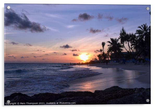 Sunset in Barbados Acrylic by Piers Thompson