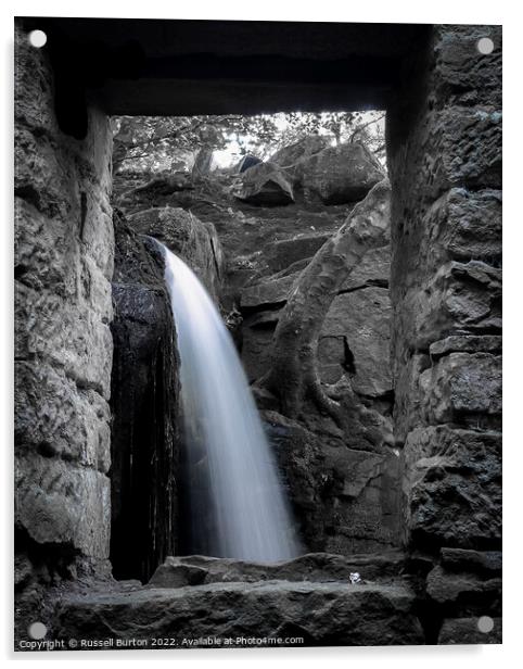 Framed waterfall Acrylic by Russell Burton