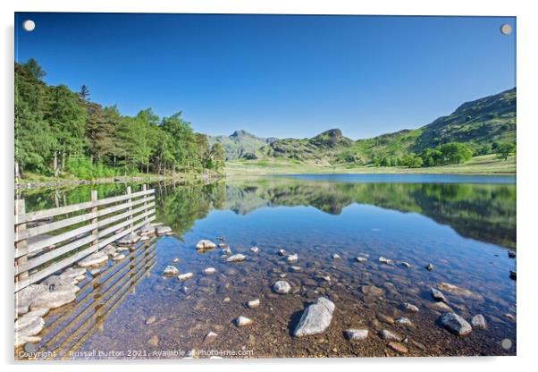Langdale Pike reflections Acrylic by Russell Burton