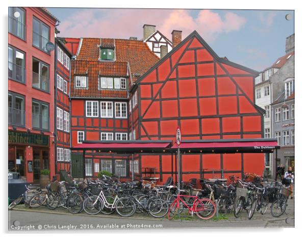 The Red Bicycle, Copenhagen, Denmark Acrylic by Chris Langley